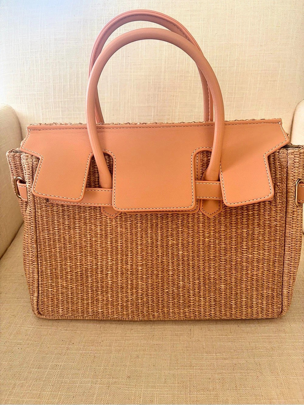 Woven Tote Bag in Brown & Beige Like New NWOT